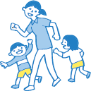 子どもたちと遊ぶ保育士イラスト